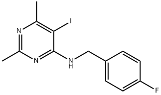 N-(4-fluorobenzyl)-5-iodo-2,6-dimethyl-4-pyrimidinamine Struktur