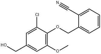 2-[2-chloro-4-(hydroxymethyl)-6-methoxyphenoxymethyl]benzonitrile Struktur