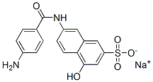 sodium 7-[(4-aminobenzoyl)amino]-4-hydroxynaphthalene-2-sulphonate Struktur