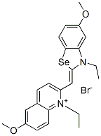 1-ethyl-2-[(3-ethyl-5-methoxy-2(3H)-benzoselenazolylidene)methyl]-6-methoxyquinolinium bromide Struktur