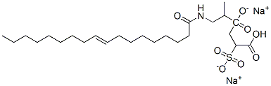 disodium 4-[1-methyl-2-[(1-oxooctadec-9-enyl)amino]ethyl] 2-sulphonatosuccinate Struktur