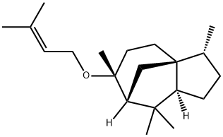 [3R-(3alpha,3abeta,6alpha,7beta,8aalpha)]-octahydro-3,6,8,8-tetramethyl-6-[(3-methylbut-2-enyl)oxy]-1H-3a,7-methanoazulene Struktur