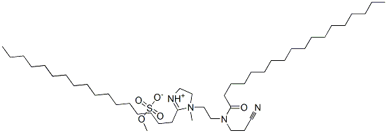 1-[2-[(2-cyanoethyl)(1-oxooctadecyl)amino]ethyl]-2-heptadecyl-4,5-dihydro-1-methyl-1H-imidazolium methyl sulphate Struktur