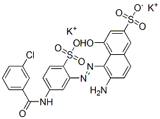 dipotassium 6-amino-5-[[5-[(3-chlorobenzoyl)amino]-2-sulphonatophenyl]azo]-4-hydroxynaphthalene-2-sulphonate Struktur