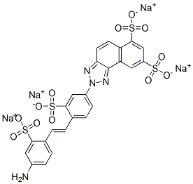 tetrasodium 2-[4-[2-(4-amino-2-sulphonatophenyl)vinyl]-3-sulphonatophenyl]-2H-naphtho[1,2-d]triazole-6,8-disulphonate Struktur