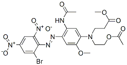 methyl N-[5-(acetylamino)-4-[(2-bromo-4,6-dinitrophenyl)azo]-2-methoxyphenyl]-N-[2-(acetoxy)ethyl]beta-alaninate Struktur