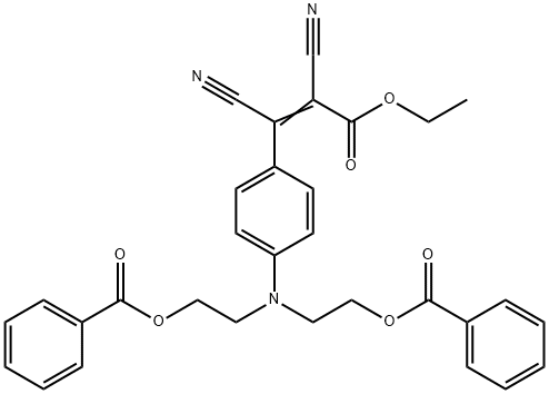 ethyl 3-[4-[bis[2-(benzoyloxy)ethyl]amino]phenyl]-2,3-dicyanoacrylate  Struktur