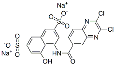 disodium 4-[[(2,3-dichloro-6-quinoxalinyl)carbonyl]amino]-5-hydroxynaphthalene-2,7-disulphonate Struktur