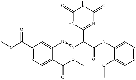 dimethyl 2-[[2-[(2-methoxyphenyl)amino]-2-oxo-1-(1,4,5,6-tetrahydro-4,6-dioxo-1,3,5-triazin-2-yl)ethyl]azo]terephthalate Struktur