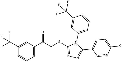 2-((5-(6-CHLORO-3-PYRIDYL)-4-[3-(TRIFLUOROMETHYL)PHENYL]-4H-1,2,4-TRIAZOL-3-YL)THIO)-1-[3-(TRIFLUOROMETHYL)PHENYL]ETHAN-1-ONE Struktur