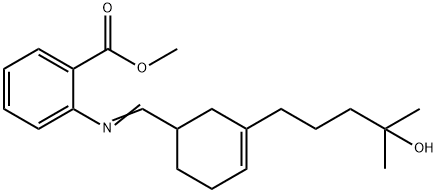 methyl 2-[[[3-(4-hydroxy-4-methylpentyl)-3-cyclohexen-1-yl]methylene]amino]benzoate Struktur