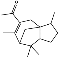 1-(2,3,4,7,8,8a-hexahydro-3,6,8,8-tetramethyl-1H-3a,7-methanoazulen-5-yl)ethan-1-one  Struktur