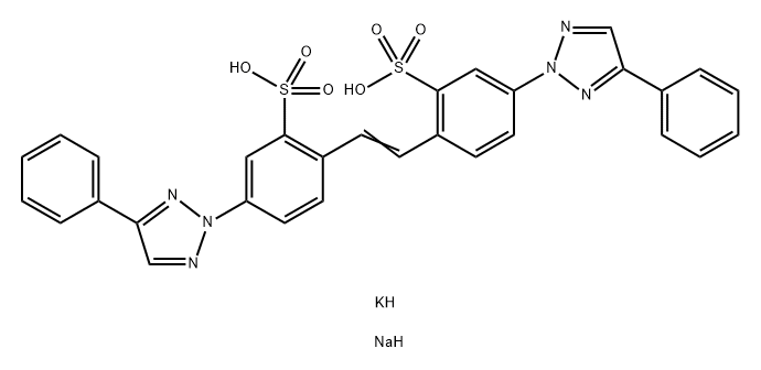 potassium sodium 4,4'-bis(4-phenyl-2H-1,2,3-triazol-2-yl)stilbene-2,2'-disulphonate Struktur