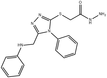 2-{[5-(anilinomethyl)-4-phenyl-4H-1,2,4-triazol-3-yl]thio}acetohydrazide Struktur