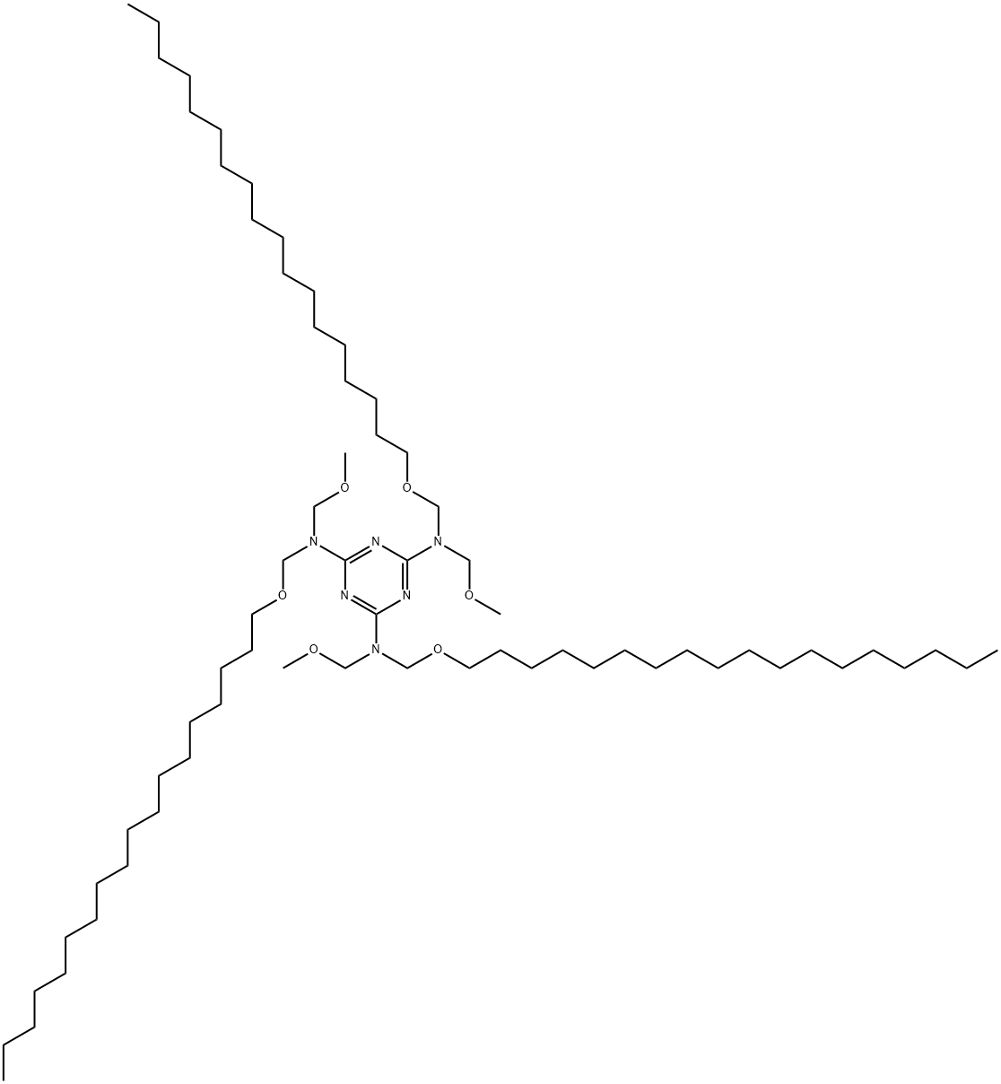 N,N',N''-tris(methoxymethyl)-N,N',N''-tris[(octadecyloxy)methyl]-1,3,5-triazine-2,4,6-triamine Struktur