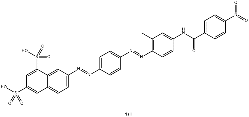 disodium 7-[[4-[[2-methyl-4-[(4-nitrobenzoyl)amino]phenyl]azo]phenyl]azo]naphthalene-1,3-disulphonate Struktur