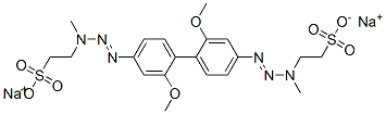 disodium 2,2'-[(2,2'-dimethoxy[1,1'-biphenyl]-4,4'-diyl)bis(1-methyl-2-triazene-3,1-diyl)]bisethanesulphonate Struktur