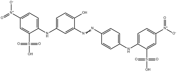 2-[[4-[[2-Hydroxy-5-[(4-nitro-2-sulfophenyl)amino]phenyl]azo]phenyl]amino]-5-nitrobenzenesulfonic acid Struktur