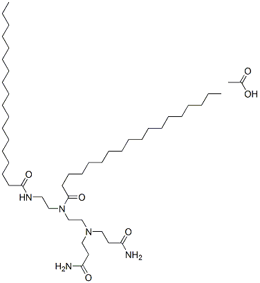 N-[2-[bis(3-amino-3-oxopropyl)amino]ethyl]-N-[2-(stearoylamino)ethyl]stearamide monoacetate  Struktur