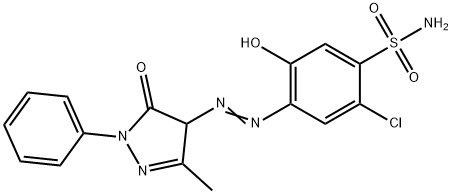 2-chloro-4-[(4,5-dihydro-3-methyl-5-oxo-1-phenyl-1H-pyrazol-4-yl)azo]-5-hydroxybenzenesulphonamide Struktur