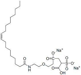 disodium (Z)-4-[2-[2-[(1-oxooctadec-9-enyl)amino]ethoxy]ethyl] 2-sulphonatosuccinate Struktur