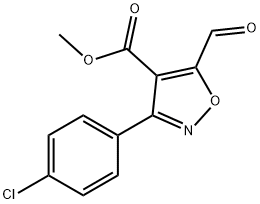 4-Isoxazolecarboxylicacid,3-(4-chlorophenyl)-5-formyl-,methylester(9CI) Struktur