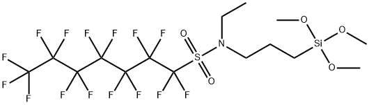 N-ethyl-1,1,2,2,3,3,4,4,5,5,6,6,7,7,7-pentadecafluoro-N-[3-(trimethoxysilyl)propyl]heptane-1-sulphonamide  Struktur