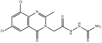 [[2-(6,8-dichloro-2-methyl-4-oxo-quinazolin-3-yl)acetyl]amino]thiourea Struktur