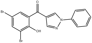 4-(3,5-DIBROMO-2-HYDROXYBENZOYL)-1-PHENYLPYRAZOLE Struktur