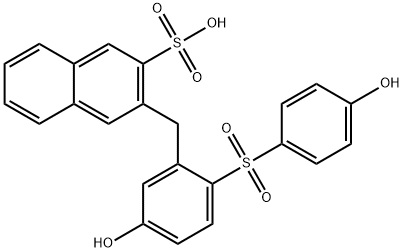 3-[[5-hydroxy-2-[(4-hydroxyphenyl)sulphonyl]phenyl]methyl]naphthalene-2-sulphonic acid  Struktur