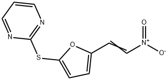 Furan, 2-(2-nitroethenyl)-5-(2-pyrimidylthio)- Struktur