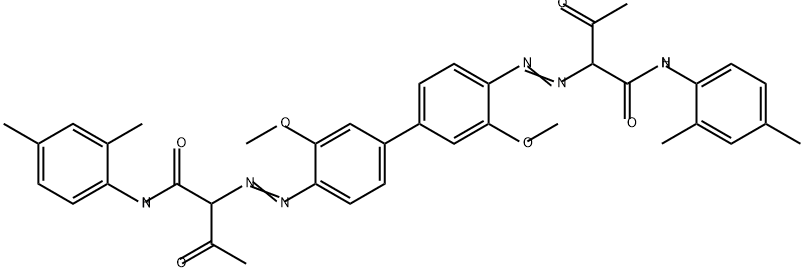 2,2'-[(3,3'-dimethoxy[1,1'-biphenyl]-4,4'-diyl)bis(azo)]bis[N-(2,4-dimethylphenyl)-3-oxobutyramide] Struktur