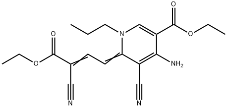 ethyl (6E)-4-amino-5-cyano-6-(3-cyano-3-ethoxycarbonyl-prop-2-enyliden e)-1-propyl-pyridine-3-carboxylate Struktur