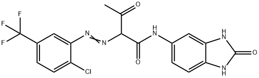 2-[[2-chloro-5-(trifluoromethyl)phenyl]azo]-N-(2,3-dihydro-2-oxo-1H-benzimidazol-5-yl)-3-oxobutyramide Struktur