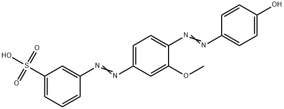 3-[[4-[(4-hydroxyphenyl)azo]-3-methoxyphenyl]azo]benzenesulphonic acid Struktur