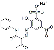 sodium 2-hydroxy-5-nitro-3-[[2-oxo-1-[anilinocarbonyl]propyl]azo]benzenesulphonate  Struktur