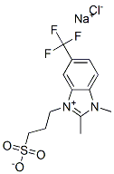 1,2-dimethyl-3-(3-sulphonatopropyl)-5-(trifluoromethyl)-1H-benzimidazolium sodium chloride Struktur