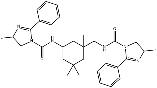 N-[3-[[[(4,5-dihydro-4-methyl-2-phenyl-1H-imidazol-1-yl)carbonyl]amino]methyl]-3,5,5-trimethylcyclohexyl]-4,5-dihydro-4-methyl-2-phenyl-1H-imidazole-1-carboxamide Struktur