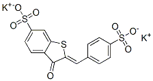 dipotassium 2,3-dihydro-3-oxo-2-[(4-sulphonatophenyl)methylene]benzo[b]thiophene-6-sulphonate Struktur