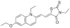 5-[(6-ethoxy-1-ethyl-(1H)-quinolin-2-ylidene)ethylidene]-3-ethyl-2-thioxothiazolidin-4-one Struktur