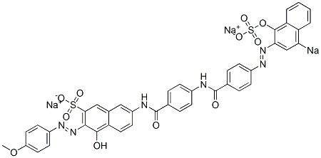 4-Hydroxy-7-[[4-[[4-[(1-hydroxy-4-sodiosulfo-2-naphthalenyl)azo]benzoyl]amino]benzoyl]amino]-3-[(4-methoxyphenyl)azo]naphthalene-2-sulfonic acid sodium salt Struktur