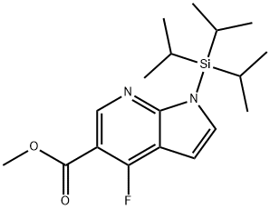 1H-Pyrrolo[2,3-b]pyridine-5-carboxylic acid, 4-fluoro-1-[tris(1-methylethyl)silyl]-, methyl ester Struktur