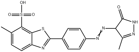 2-[4-[[(4,5-Dihydro-3-methyl-5-oxo-1H-pyrazol)-4-yl]azo]phenyl]-6-methyl-7-benzothiazolesulfonic acid Struktur