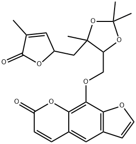 9-[[5-[(2,5-Dihydro-4-methyl-5-oxofuran-2-yl)methyl]-2,2,5-trimethyl-1,3-dioxolan-4-yl]methoxy]-7H-furo[3,2-g][1]benzopyran-7-one Struktur