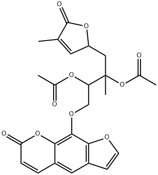 9-[2,3-Bis(acetyloxy)-4-(2,5-dihydro-4-methyl-5-oxofuran-2-yl)-3-methylbutoxy]-7H-furo[3,2-g][1]benzopyran-7-one Struktur