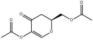 4H-Pyran-4-one, 5-(acetyloxy)-2-(acetyloxy)methyl-2,3-dihydro-, (2S)- Struktur