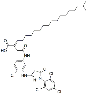 2-[2-[[4-chloro-3-[[4,5-dihydro-5-oxo-1-(2,4,6-trichlorophenyl)-1H-pyrazol-3-yl]amino]phenyl]amino]-2-oxoethyl]isoicosenoic acid Struktur