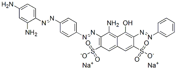 disodium 4-amino-3-[[4-[(2,4-diaminophenyl)azo]phenyl]azo]-5-hydroxy-6-(phenylazo)naphthalene-2,7-disulphonate Struktur