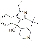 1,4-Dihydro-3-tert-butyl-1-ethyl-4-(1-methyl-4-piperidyl)indeno[1,2-c]pyrazol-4-ol Struktur