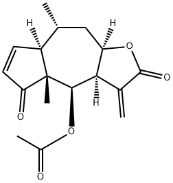 (3aR)-2,3,3a,4,4a,5,7aα,8,9,9aα-Decahydro-4aβ,8α-dimethyl-3-methylene-4β-acetoxyazuleno[6,5-b]furan-2,5-dione Struktur